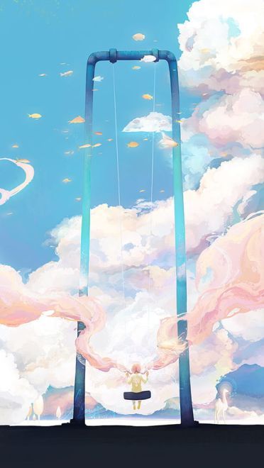 空景插画 手机壁纸美图 天空下的守望