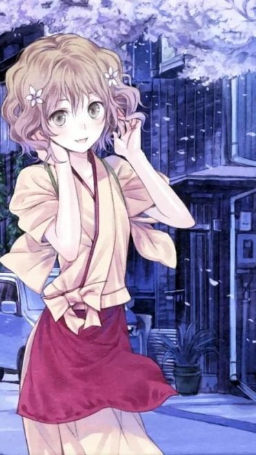 花开伊吕波 天然卷短发少女 松前绪花手机壁纸