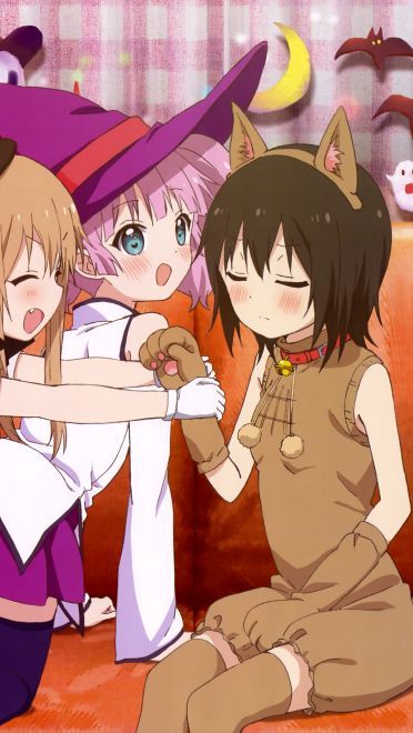 萌妹聚集 摇曳百合 桌面壁纸