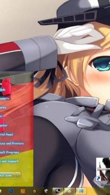 金发舰娘欧根亲王 舰队Collection win7主题