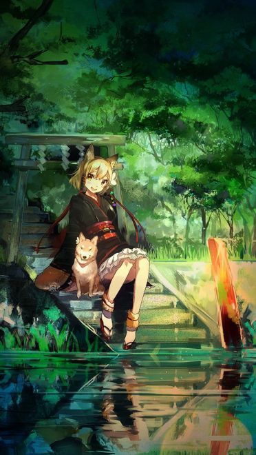 月光下的少女 动漫手机壁纸下载(1)