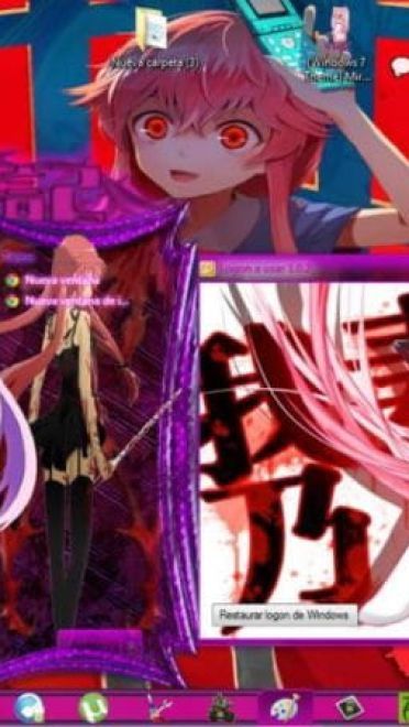 粉红切开都是黑 未来日记 我妻由乃 win7主题