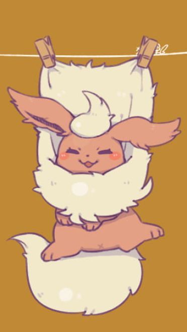 除了晒被子还能晒萌宠 伊布手机壁纸下载