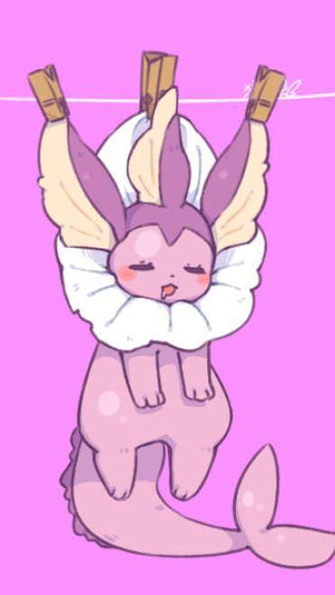 除了晒被子还能晒萌宠 伊布手机壁纸下载