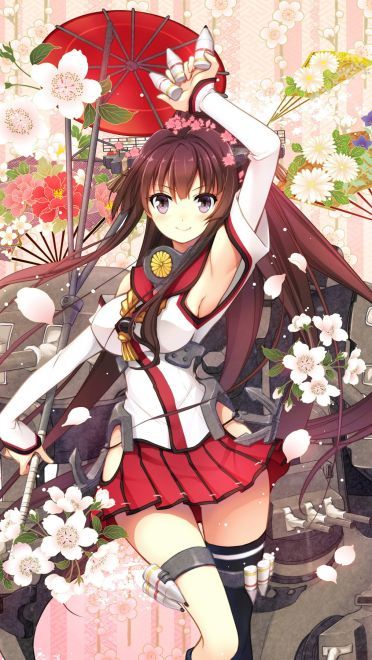舰队collection 撑伞的小姐姐 大和 舰娘手机壁纸下载