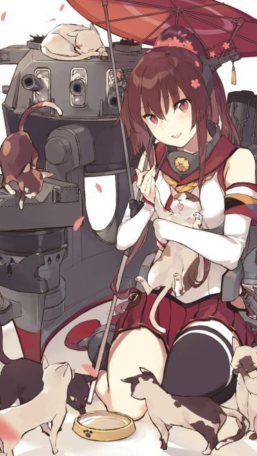 舰队collection 撑伞的小姐姐 大和 舰娘手机壁纸下载