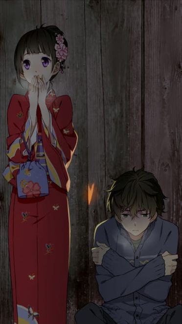 冰菓 折木奉太郎&千反田爱瑠 玫瑰色的动漫手机壁纸(1)