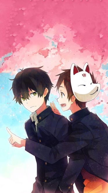 冰菓 折木奉太郎&千反田爱瑠 玫瑰色的动漫手机壁纸(1)