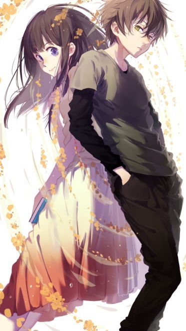 冰菓 折木奉太郎&千反田爱瑠 玫瑰色的动漫手机壁纸(1)