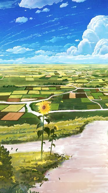 恬静的乡村与繁华的都市 街道场景插画壁纸