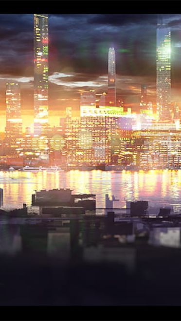 恬静的乡村与繁华的都市 街道场景插画壁纸