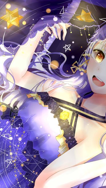 星空下的小天使 星尘插画电脑壁纸下载(1)