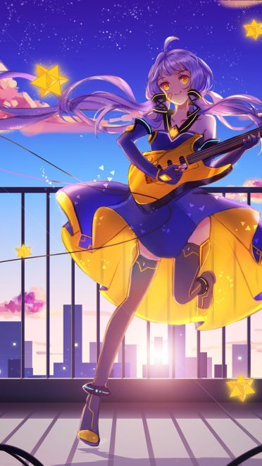 星空下的小天使 星尘插画电脑壁纸下载(1)