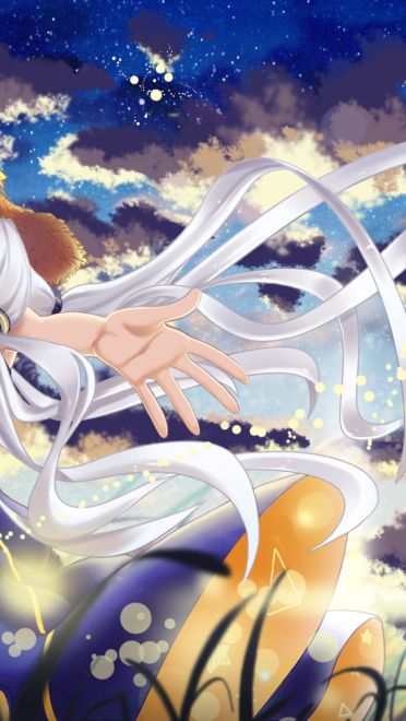 星空下的小天使 星尘插画电脑壁纸下载(1)