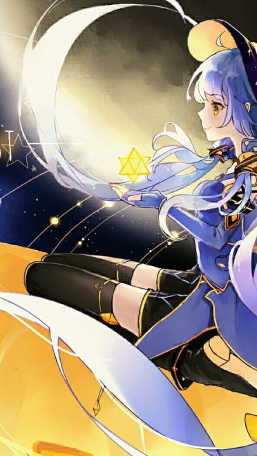 星空下的小天使 星尘插画电脑壁纸下载(1)