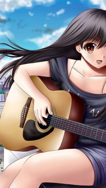 音乐与你同在 吉他与少女电脑壁纸(1)