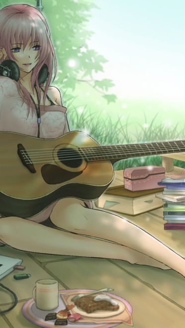 音乐与你同在 吉他与少女电脑壁纸(1)