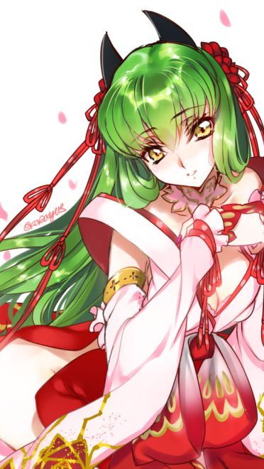 绿色长发的女神 C.C.手机壁纸(1)