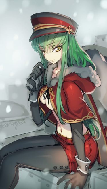 绿色长发的女神 C.C.手机壁纸(1)