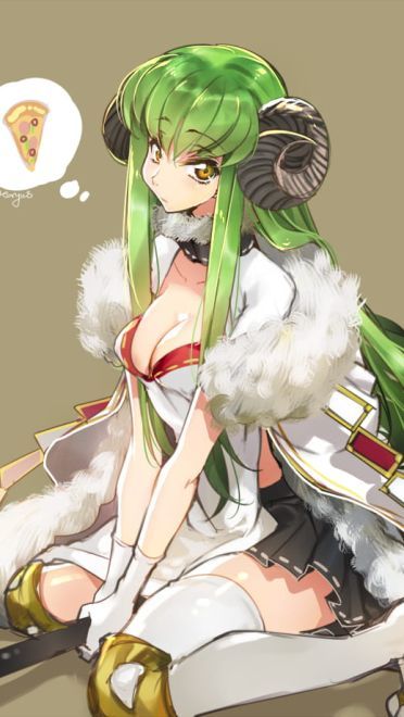 绿色长发的女神 C.C.手机壁纸(1)