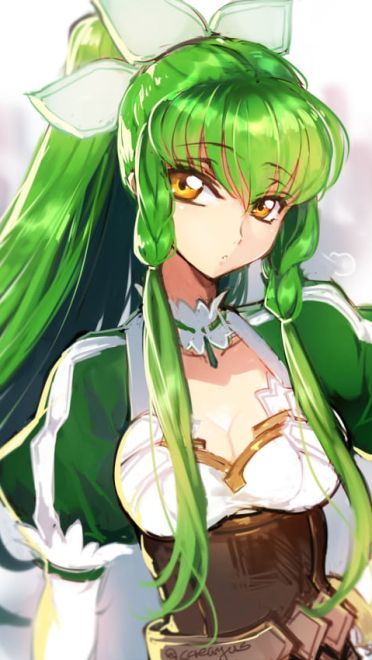 绿色长发的女神 C.C.手机壁纸(1)