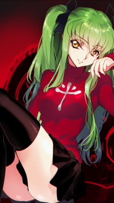 绿色长发的女神 C.C.手机壁纸(1)