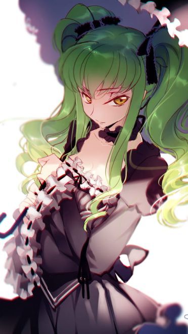 绿色长发的女神 C.C.手机壁纸(1)