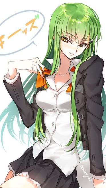 绿色长发的女神 C.C.手机壁纸(1)