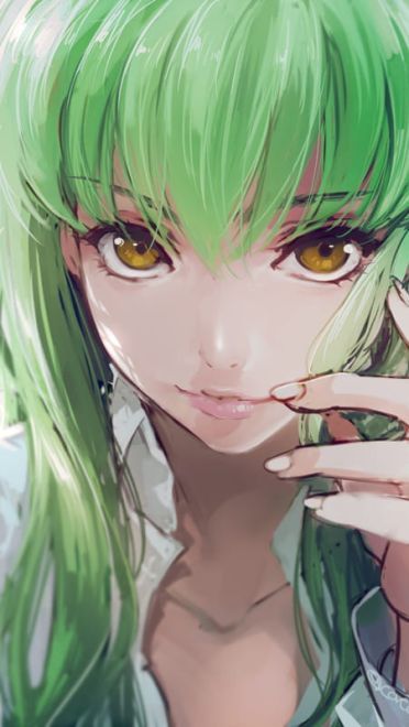 绿色长发的女神 C.C.手机壁纸(1)