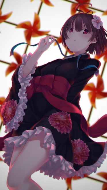 简陋的和服 浴衣少女手机壁纸