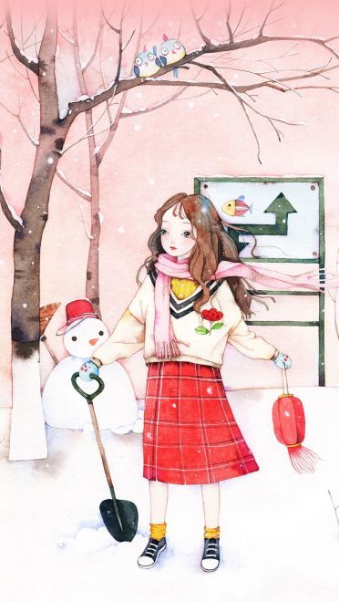 绘制小清新 水彩插画系列手机壁纸(1)