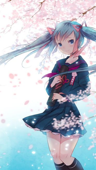 鲜花配美人 二次元萌少女手机壁纸