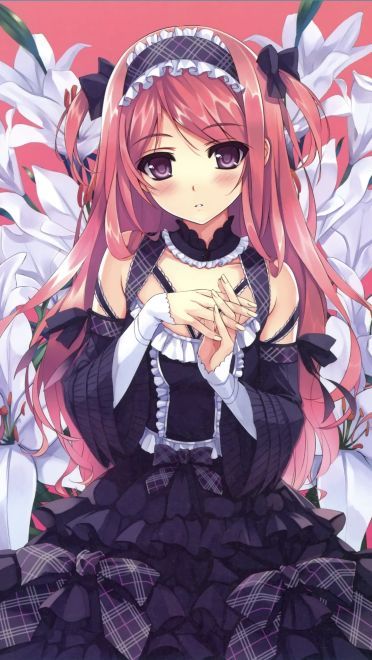 鲜花配美人 二次元萌少女手机壁纸