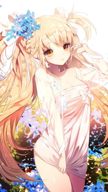 鲜花配美人 二次元萌少女手机壁纸