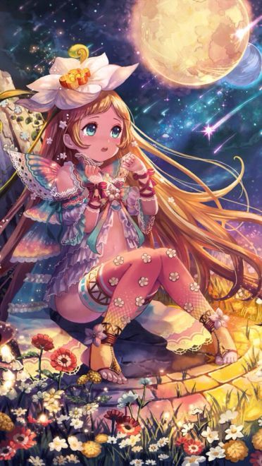 鲜花配美人 二次元萌少女手机壁纸