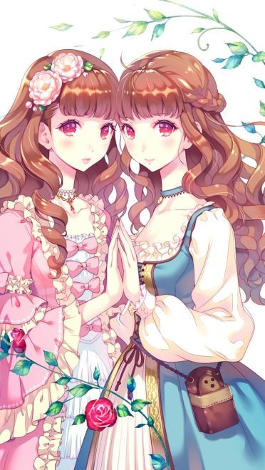 鲜花配美人 二次元萌少女手机壁纸