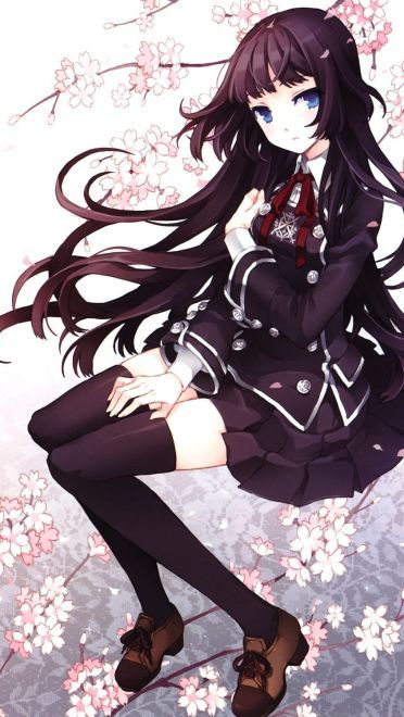 鲜花配美人 二次元萌少女手机壁纸