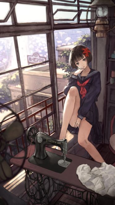 过膝袜水手服学生气息的手机壁纸下载(1)