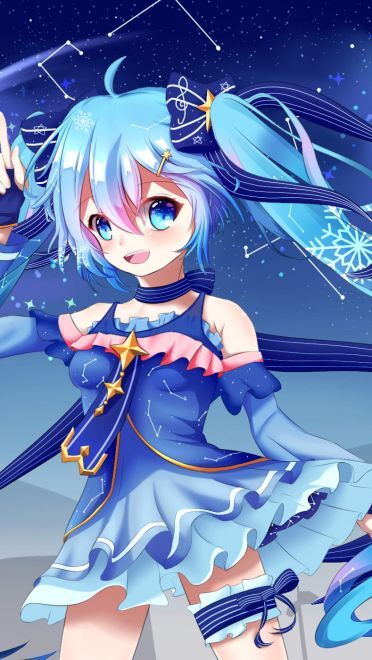 星空下的雪初音 雪初音电脑壁纸(1)