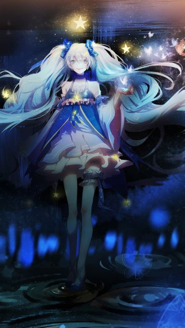 星空下的雪初音 雪初音电脑壁纸(1)