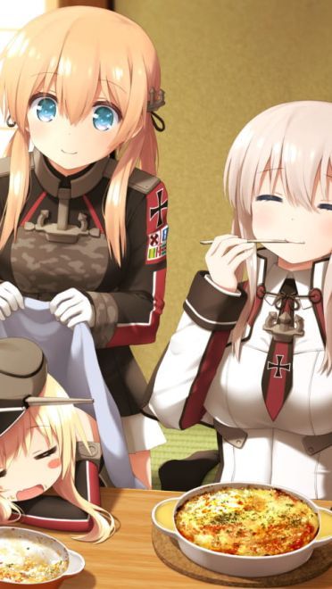 舰队Collection 吃撑舰娘 赤城 动漫手机壁纸下载(1)