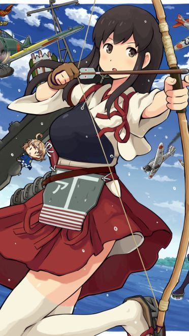 舰队Collection 吃撑舰娘 赤城 动漫手机壁纸下载(1)