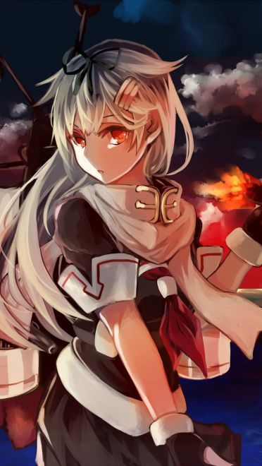 稳如poi~舰队Collection 舰娘夕立动漫手机壁纸下载(1)