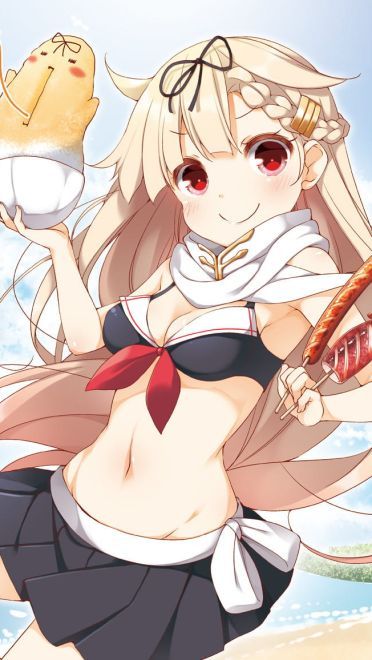 稳如poi~舰队Collection 舰娘夕立动漫手机壁纸下载(1)