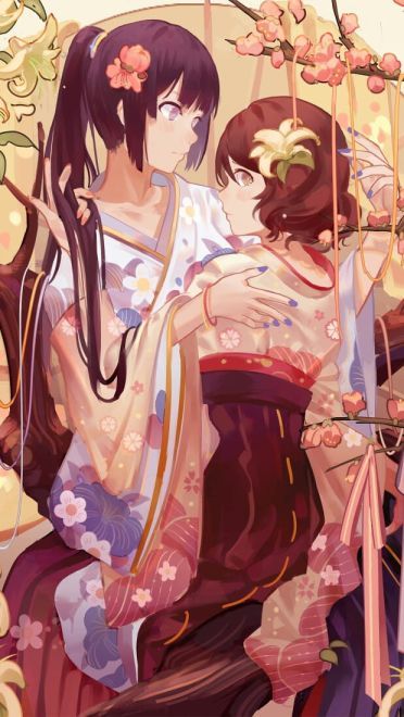 纯纯欲动 相亲相爱少女百合手机壁纸