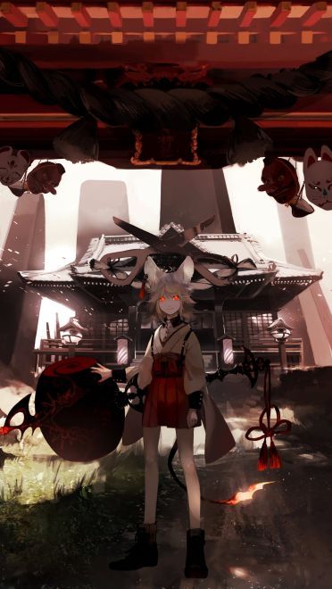 二次元少女露出娇羞的表情 电脑壁纸