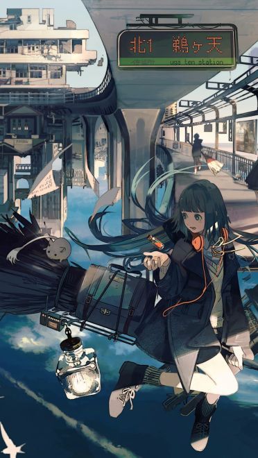 二次元少女露出娇羞的表情 电脑壁纸