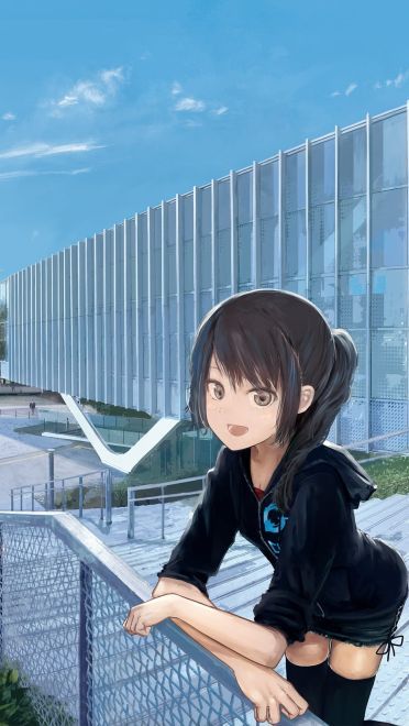 二次元少女露出娇羞的表情 电脑壁纸