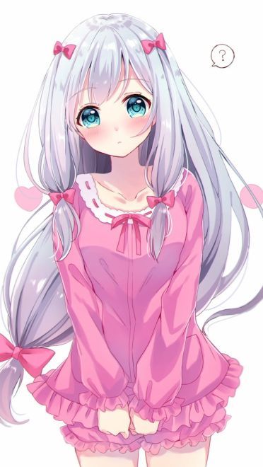 二次元少女露出娇羞的表情 电脑壁纸