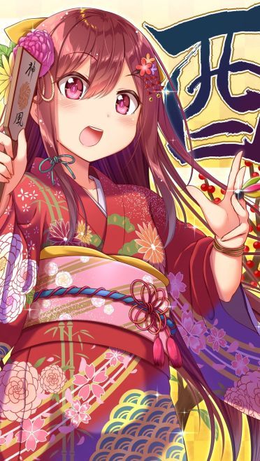 秀色可餐的动漫和服美少女手机壁纸